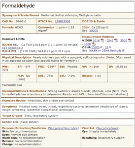 NIOSH Pocket Guide - Formaldehyde