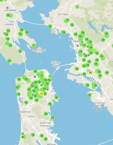 San Francisco Bay Area Air Quality Map View and AQI Comparison